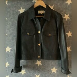 Michael Kor’s leather jacket - dark navy blue